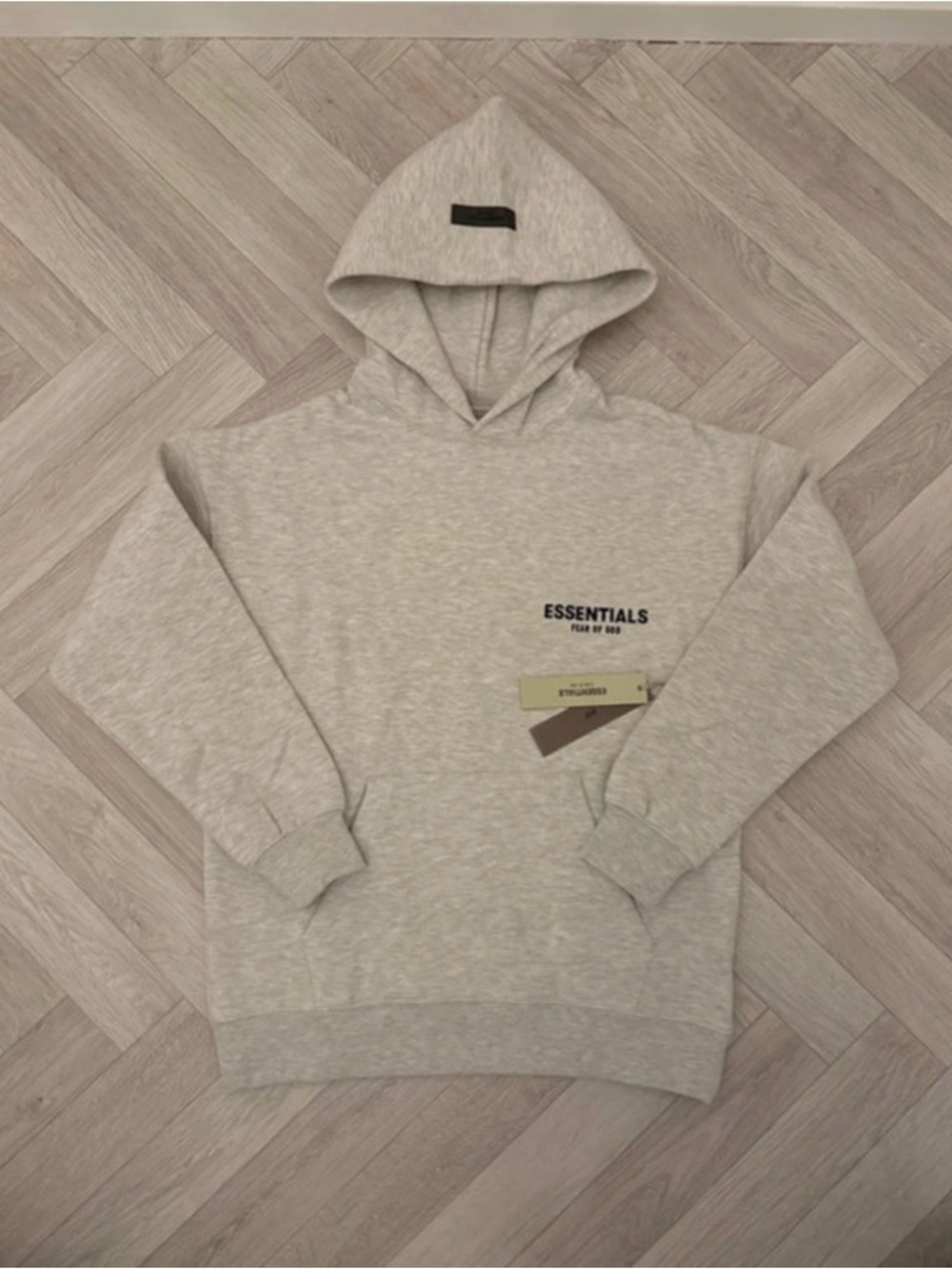New Fear of God Essentials  small Light Gray Pullover Hoodie with dust bag